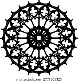 Intricate Architectural Design: A stunning circular rose window, a testament to intricate craftsmanship and design, showcases the beauty of detailed architecture.