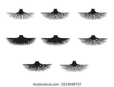 Arreglo intrincado de Ilustraciones de raíz de árbol blanco y negro
