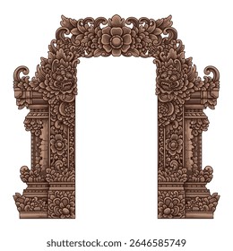 Intricate Balinese Gate Carving ornament vector