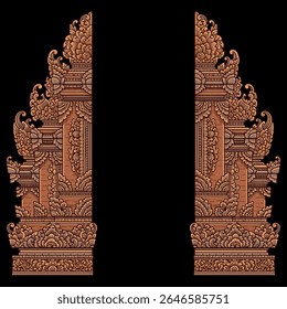 Intricate Balinese Gate Carving ornament vector