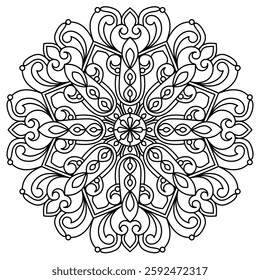 intricate and beautiful mandala design for coloring book, wall art and henna design
