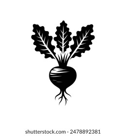 Intricate Beetroot Silhouette Vector Art for Agriculture and Nutrition Projects