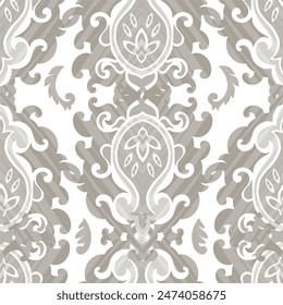 Intricate Beige Damask Floral Pattern