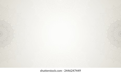 Intricate Beige Mandala Border Art With Clean And Soft Blank Horizontal Vector Background