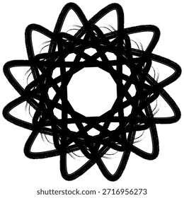 Um intrincado design abstrato preto forma um cativante padrão simétrico com uma texturizada pincelada aparência EPS vetor