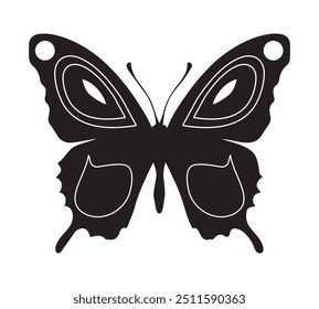 Intricate Black Butterfly Silhouette Detailed Insect Design