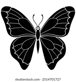 Intricate Black Butterfly Vector Illustration Design 