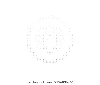 Espiral de puntos negros intrincados que crea un diseño circular sobre un fondo blanco, mostrando un patrón visual detallado y atractivo