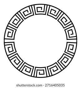 Padrão geométrico preto intrincado formando um quadro circular, ideal para embelezar projetos de design.