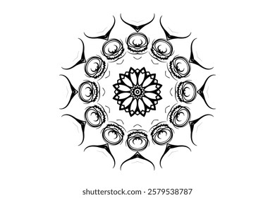 Intricate Black and Gray Mandala Art Featuring Radiating Geometric Designs	
