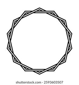 Intricate Black Hexagon Circle Geometric Pattern in Simple Outline