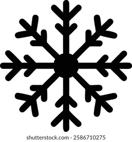 Intricate Black Silhouette Snowflake Design - Winter Symbol.