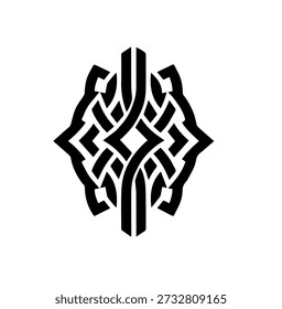 Intricate Black Symmetrical Celtic Knotwork Shield Emblem Vector Illustration for Cultural, Decorative, or Gaming Themes