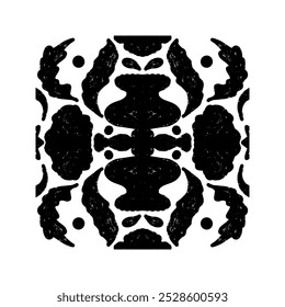 Textura Grunge De Azulejo De Forma Simétrica Negra Intrincada. Ornamento estilizado de la textura, elemento del Vector de las Formas de la teja