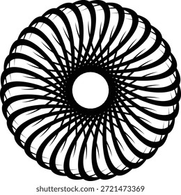 Intrincado preto e branco abstrato projeto de vórtice circular criando um efeito de ilusão óptica hipnótica