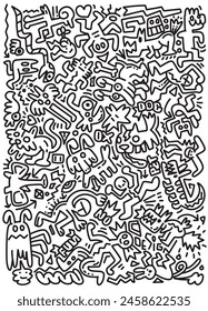 Intricate Black and White Abstract Doodle Art
