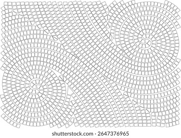 Intricate Black and White Abstract Mosaic Tile Pattern with Spirals and Geometric Shapes, Ideal for Modern Backgrounds, Design Elements, and Artistic Textures. Vector Illustration.