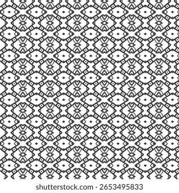 Intricate black and white abstract pattern with diamond and eye-shaped elements, ideal for wallpapers, fabrics, and digital designs.