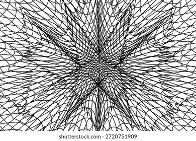Un intrincado patrón abstracto en blanco y negro con líneas radiantes que crean una fascinante ilusión óptica perfecta para los fondos de diseño moderno Vector EPS