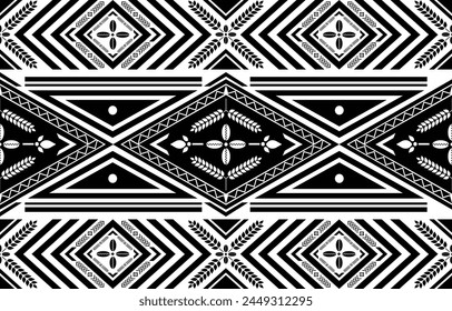 Intricate Black and White African Tribal Pattern An intricate black and white pattern with African tribal motifs and symbols arranged in a harmonious design

