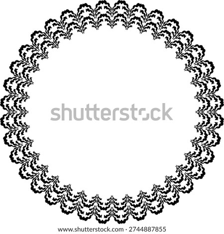 Intricate black and white circular pattern with repetitive triangular shapes