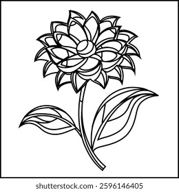 Intricate Black and White Floral Design for Coloring Books
