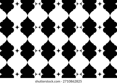 Modelo geométrico blanco y negro intrincado con las Formas del quatrefoil