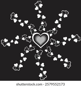 Intricate Black and White Heart Pattern