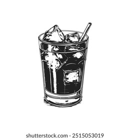 Intricate black and white iced drink. Vector illustration design.