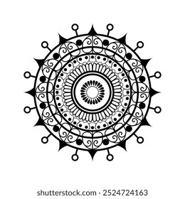 Intricate Black And White Mandala With A Central Circle.