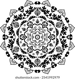 Intricate Black and White Mandala Design, Ideal for Meditation Art, Yoga Studio Decor, Coloring Books, Tattoo Templates,Boho Graphic Prints, Mindfulness Posters, and Spiritual Illustrations