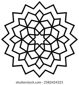 Intricate black and white mandala design with geometric symmetry, perfect for tattoo art, wall decor, and digital prints