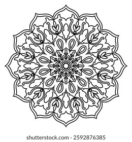 Intricate Black and White Mandala Design