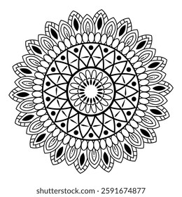 Intricate Black and White Mandala Pattern