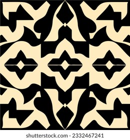Intricate black and white pattern adorned with arrows. It resembles a background fractal muqarnas, blending elements of art deco and art nouveau. This captivating design could grace a floor.