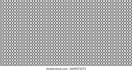 Intricate black and white pattern with diamonds and crosses creating a complex visual effect. Ideal for backgrounds, textiles, or abstract art.