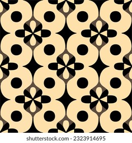 Patrón blanco y negro intrincado con círculos dispuestos de manera repetitiva. El diseño inspirado en el Art Deco es impecable y atrayente.