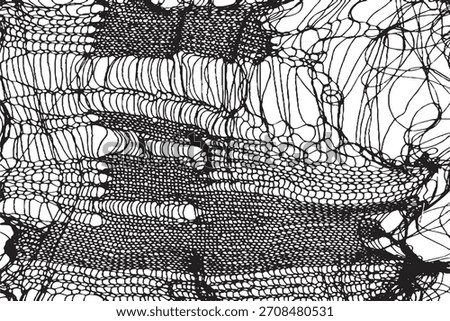 Intricate Black and White Ripped Mesh or Distressed Fiber Texture