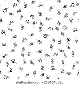 Intricate black and white seamless pattern featuring stylized snakes in playful arrangements