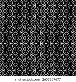 Intricate Black and White Seamless Swirl Pattern Background. 