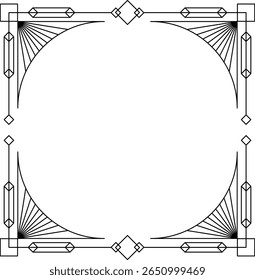 Intrincado preto e branco vetor art deco quadro estético com forma geométrica e linha, perfeito para convites, cartazes, ou vintage temáticos projetos