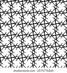 Intricate black and white woven pattern design on a white background.