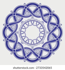 Intricate blue Celtic knot design with interwoven patterns