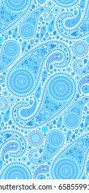 Intricate Blue Paisley Pattern. Seamless oriental background