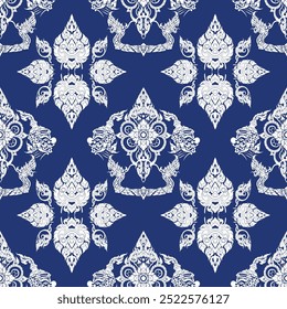 Intricate blue and white decorative floral pattern