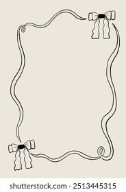 An intricate border design featuring flowing ribbons and decorative bows. Perfect for invitations, greeting cards, or decorative projects seeking an elegant touch