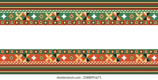 An intricate border design featuring vibrant African-inspired geometric patterns, perfect for Black History Month events and creative design projects.