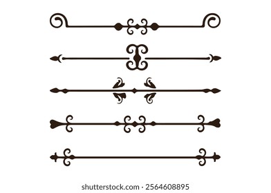 Intricate border and frame borders, floral ornament motif dividers, modern decorations. Vintage flower embellishments or borders and corner frames decor, scroll swirl dividers with flower and leaf 