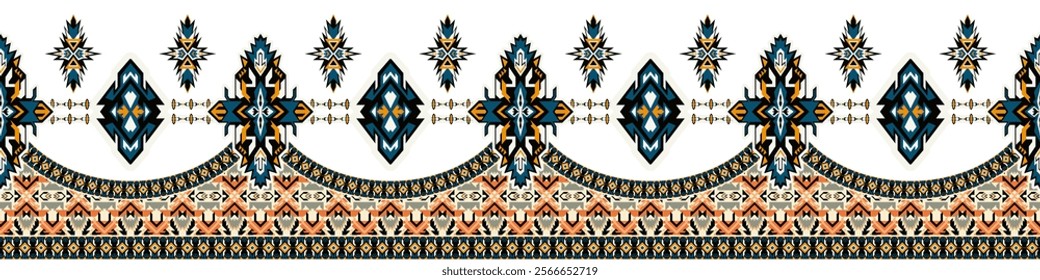 Intricate borders seamless ethnic tribal patterns for fabric, wallpaper