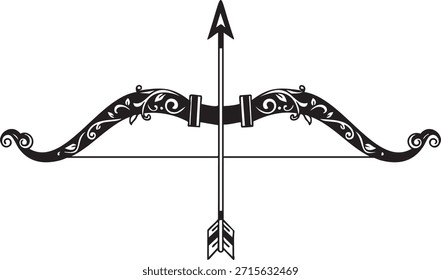 Diseño intrincado del arco y de la flecha aislado en fondo transparente